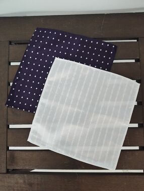 Classic Purple Polka Dot & White Stripe/Dot Pocket Square Set Of 2